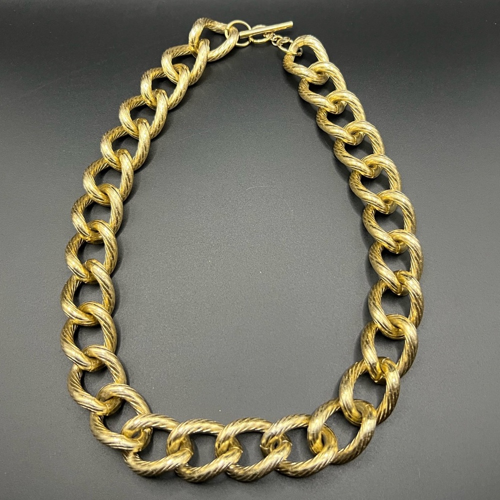 Chunky Gold Tone Textured Chain Choker Necklace